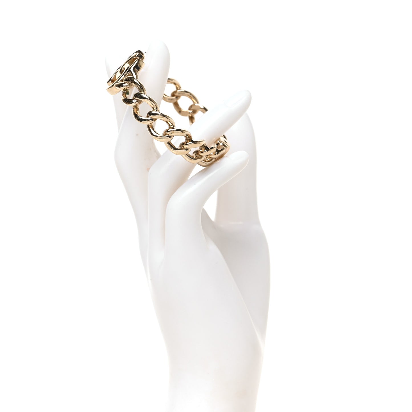 Metal CC Chain Link Cuff Bracelet Gold
