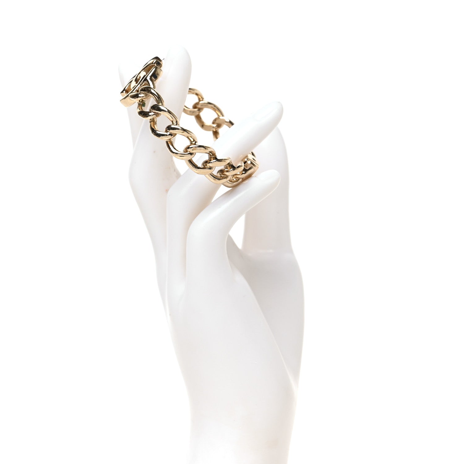 Chanel Metal CC Chain Link Cuff Bracelet Gold 4 of 8