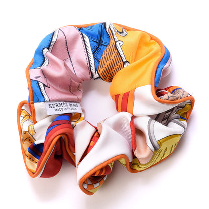 Hermes Silk Patchwork Claudia Scrunchie Orange Fruite 2 of 3