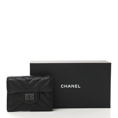 Chanel Aged Calfskin Chevron Quilted Reissue Flap Card Holder So Black 9 of 9