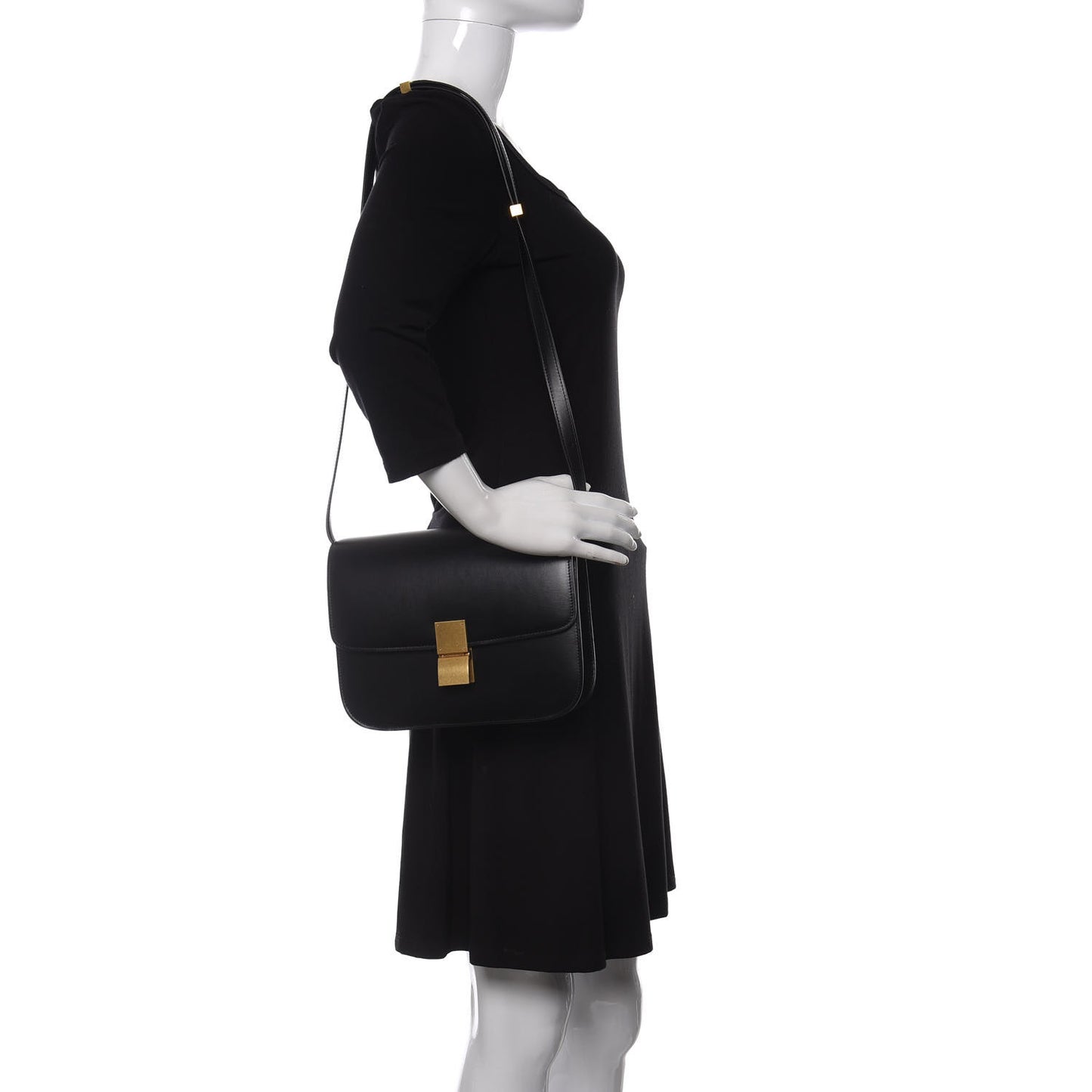 Box Calfskin Medium Classic Box Flap Bag Black