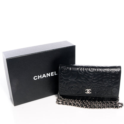 Chanel Lambskin Camellia Wallet on Chain WOC Black 5 of 8