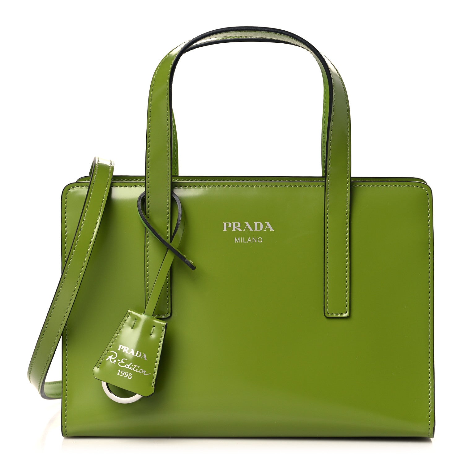 Prada Spazzolato Mini Re-Edition 1995 Double Handle Handbag Felce 1 of 8