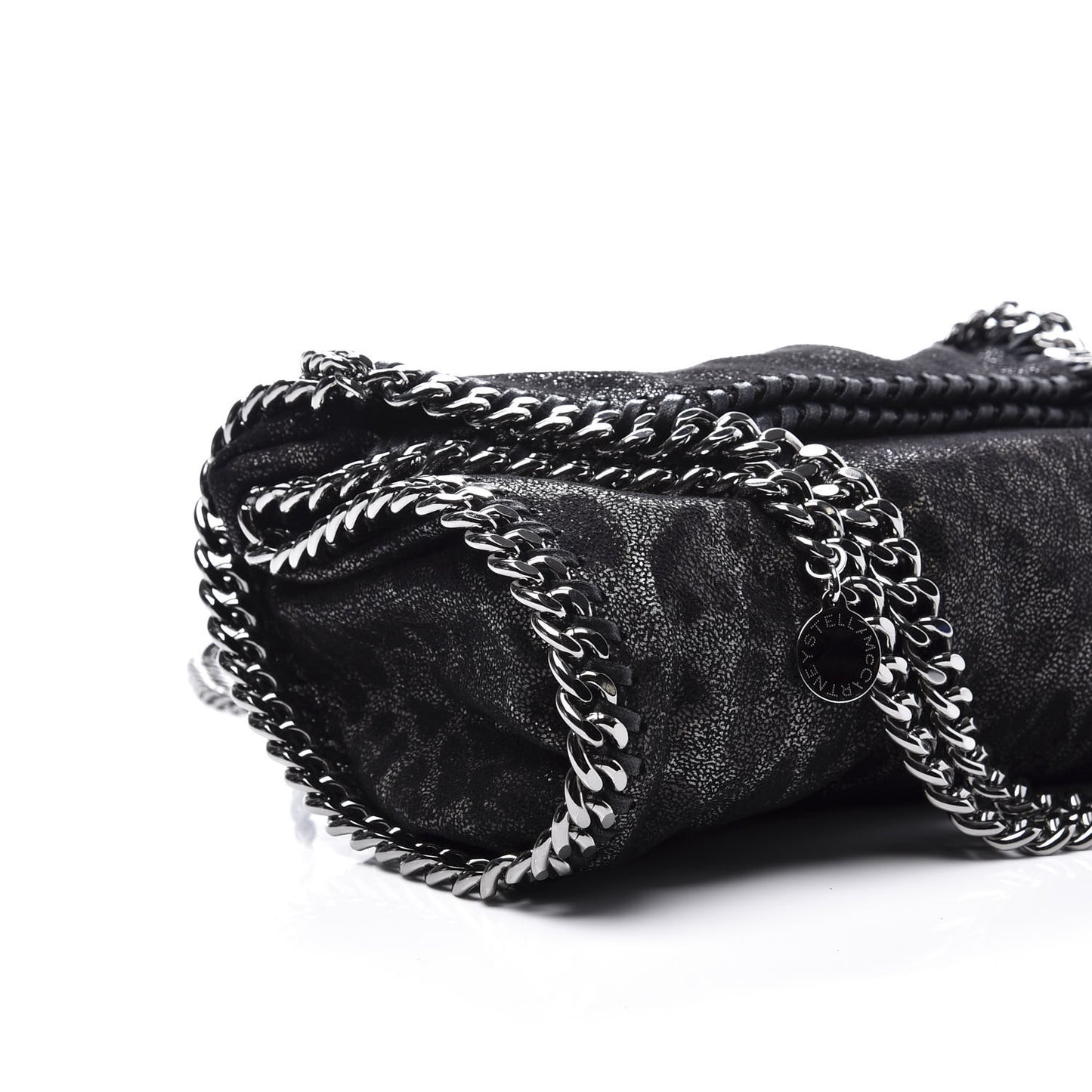 Shaggy Deer Leopard Print Mini Falabella Tote Black