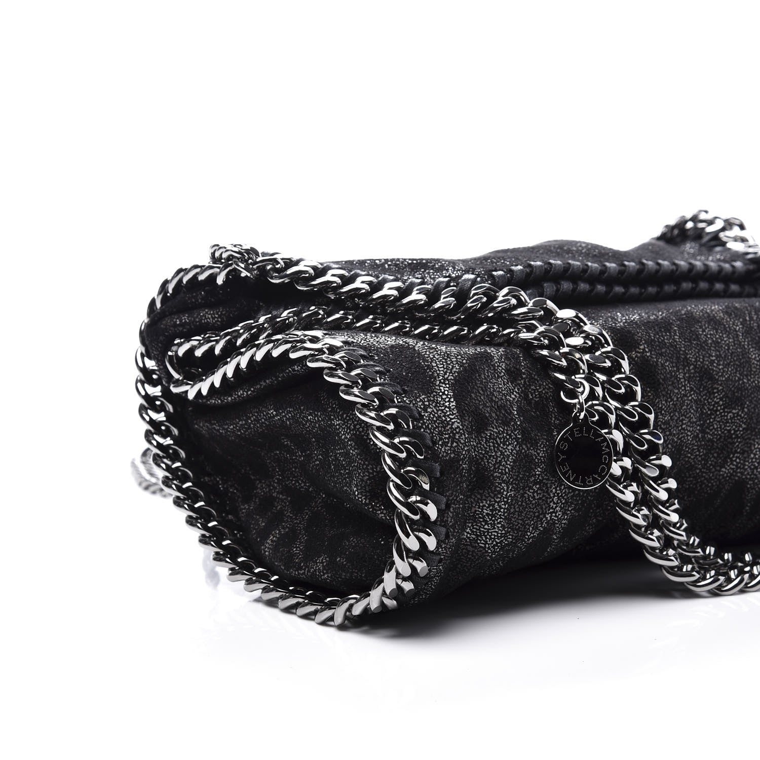 Stella McCartney Shaggy Deer Leopard Print Mini Falabella Tote Black 5 of 8
