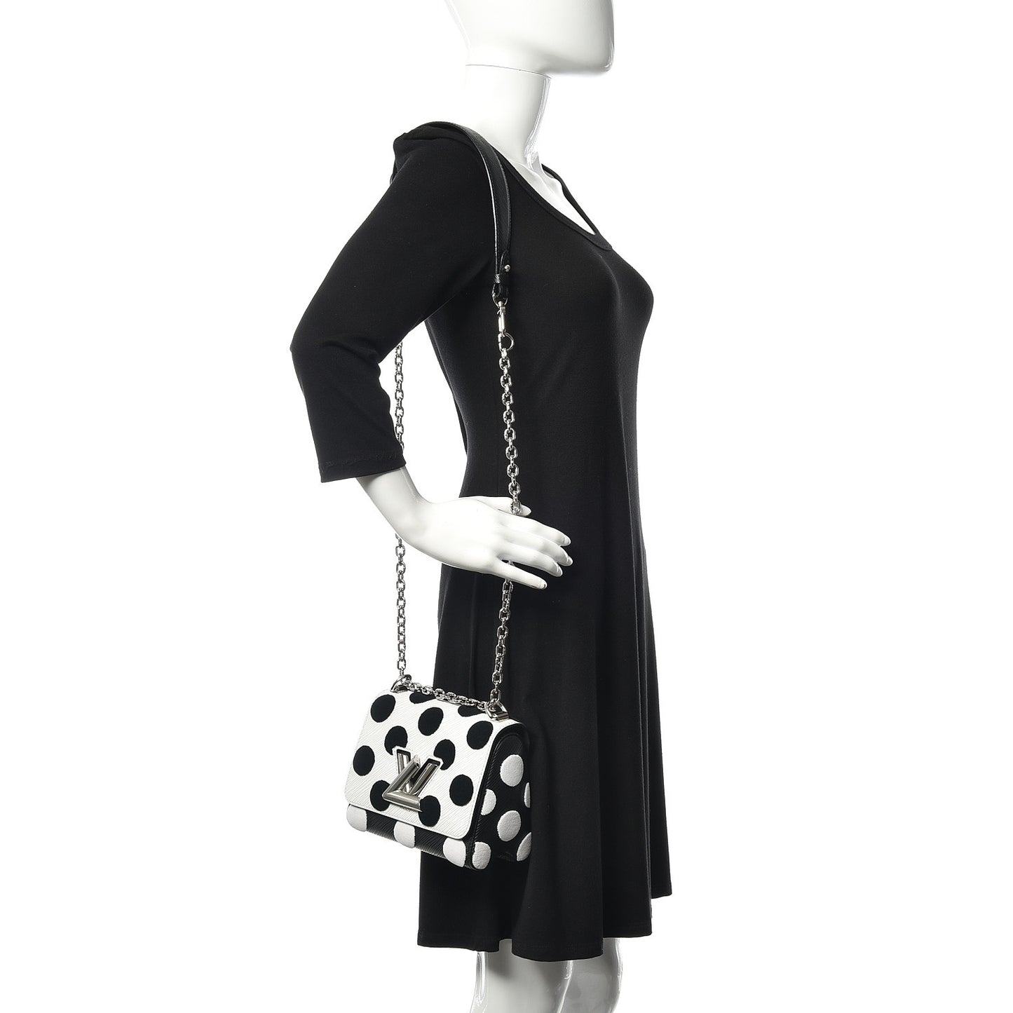 Epi Polka Dots Twist Shoulder Bag PM White Black