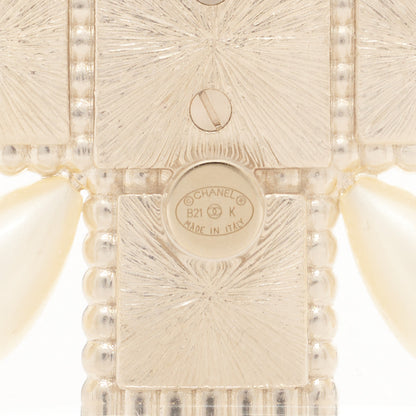 Chanel Resin Pearl Crystal Gripoix CC Cuff Transparent Gold 5 of 5