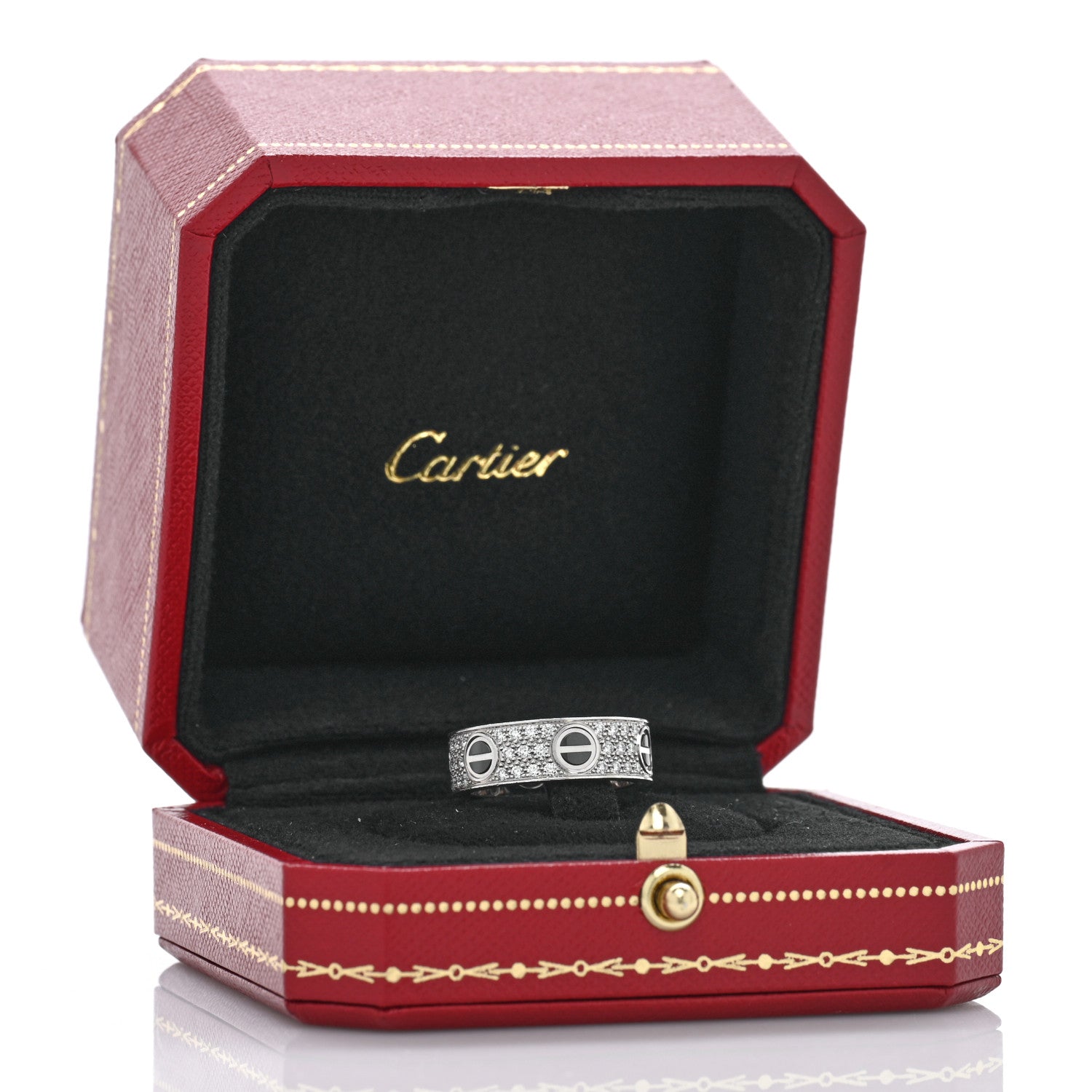 Cartier 18K White Gold Diamond Ceramic LOVE Paved Ring 53 6.5 5 of 5