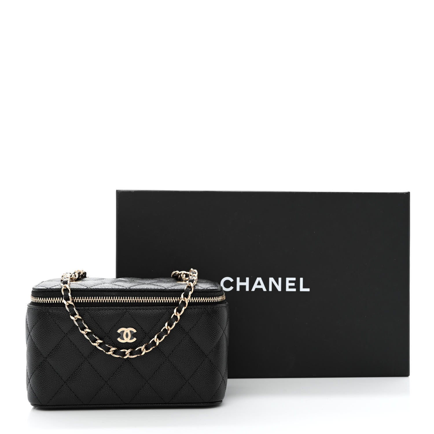 Chanel Caviar Quilted Small Vanity Case With Chain Black 11 of 11