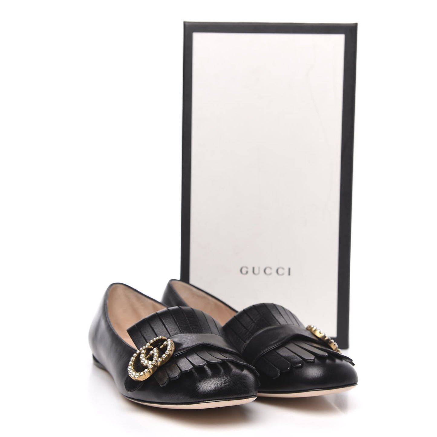 Malaga Kid GG Pearl Marmont Fringe Flats 39.5 Black