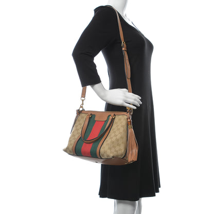 Gucci Monogram Web Rania Top Handle Bag Natural 2 of 12