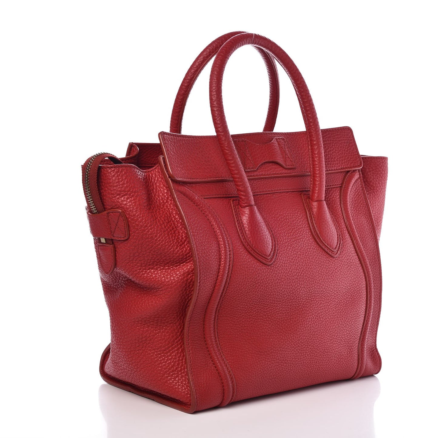 Drummed Calfskin Mini Luggage Red