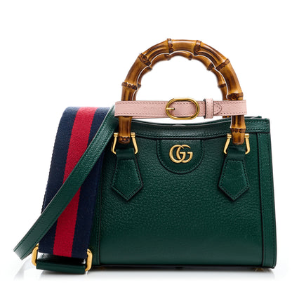 Gucci Textured Dollar Calfskin Mini Diana Tote Bag Vintage Green Pink 1 of 9