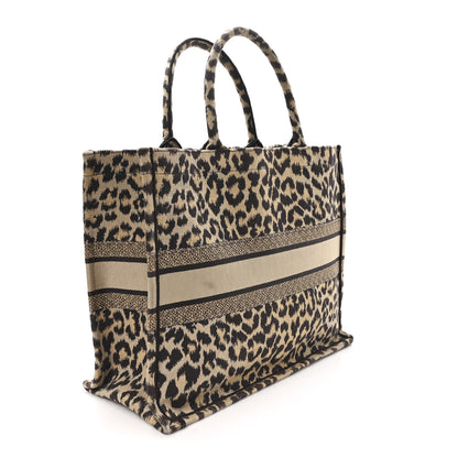 Christian Dior Canvas Mizza Embroidered Large Leopard Book Tote Beige 3 of 13