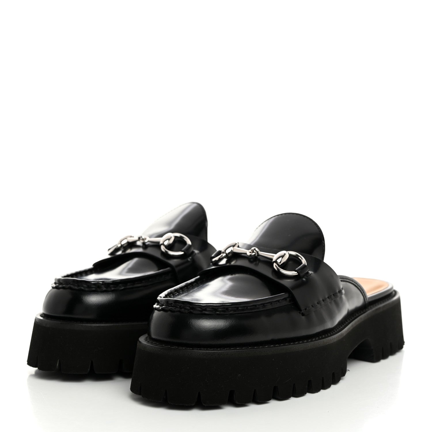 Gucci Magnum Calfskin Womens Horsebit Platform Mules 38 Black 3 of 10