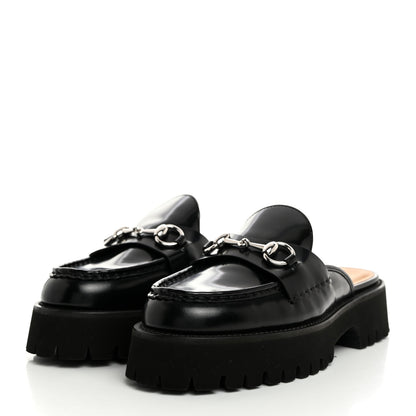 Gucci Magnum Calfskin Womens Horsebit Platform Mules 38 Black 3 of 10