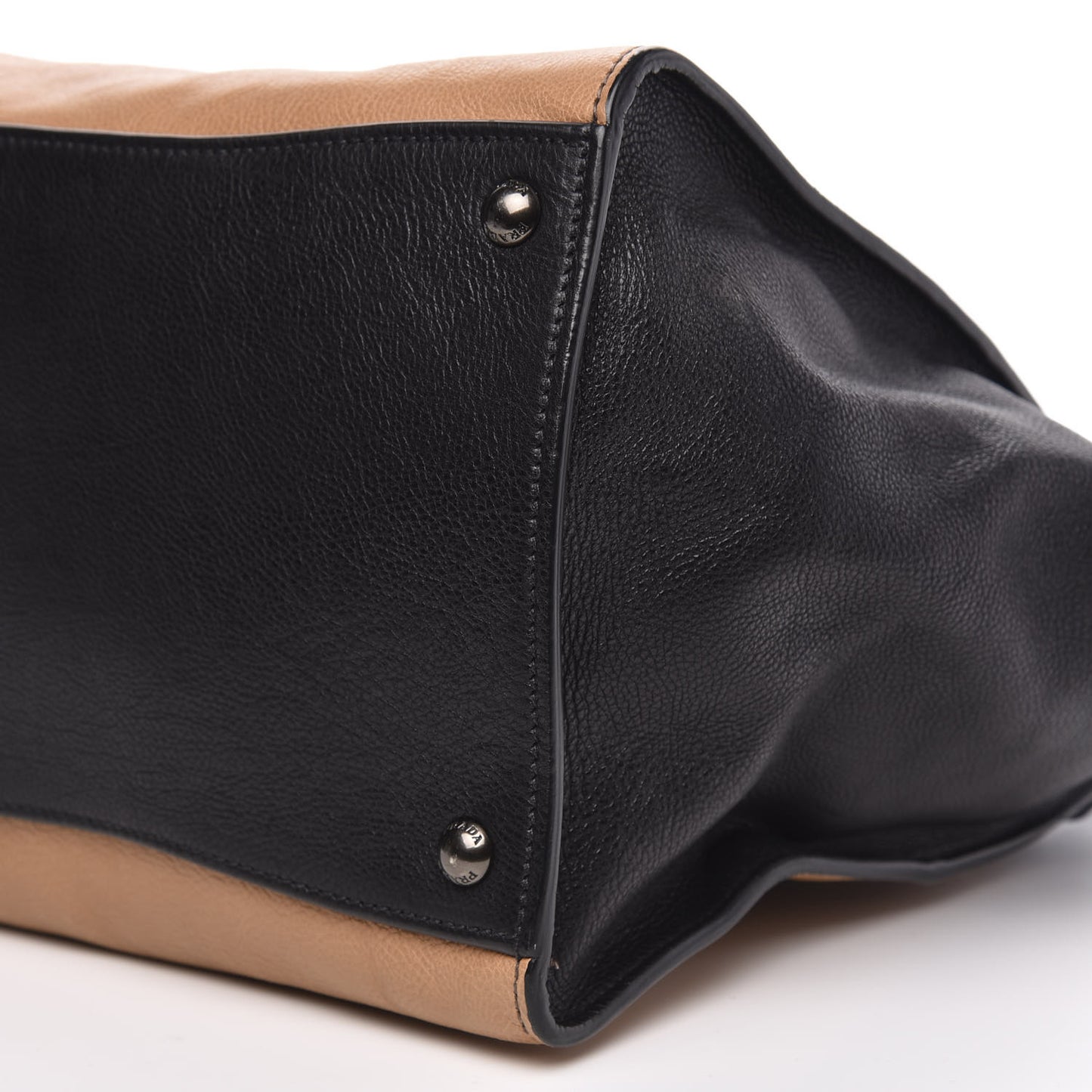 Glace Calf Large Twin Pocket Tote Naturale Black