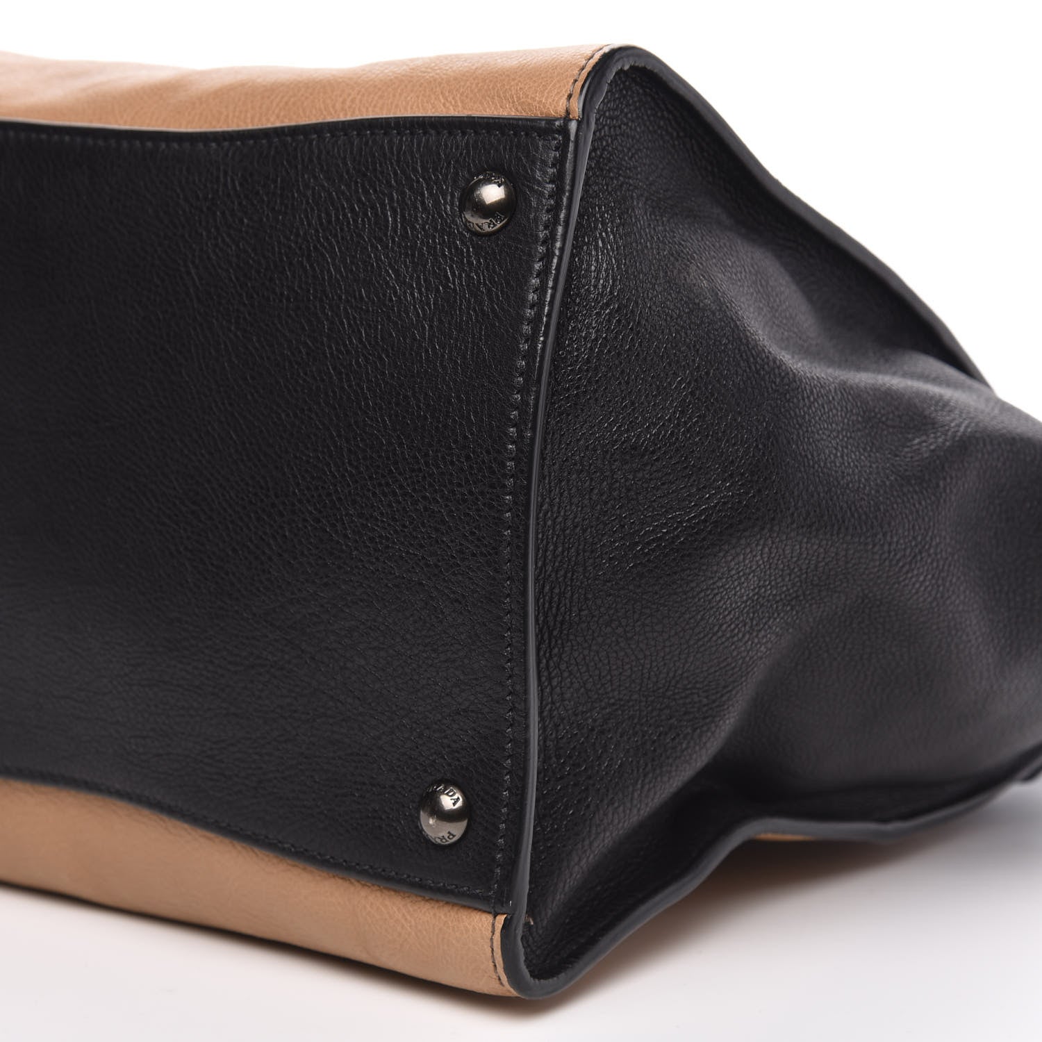 Prada Glace Calf Large Twin Pocket Tote Naturale Black 10 of 11