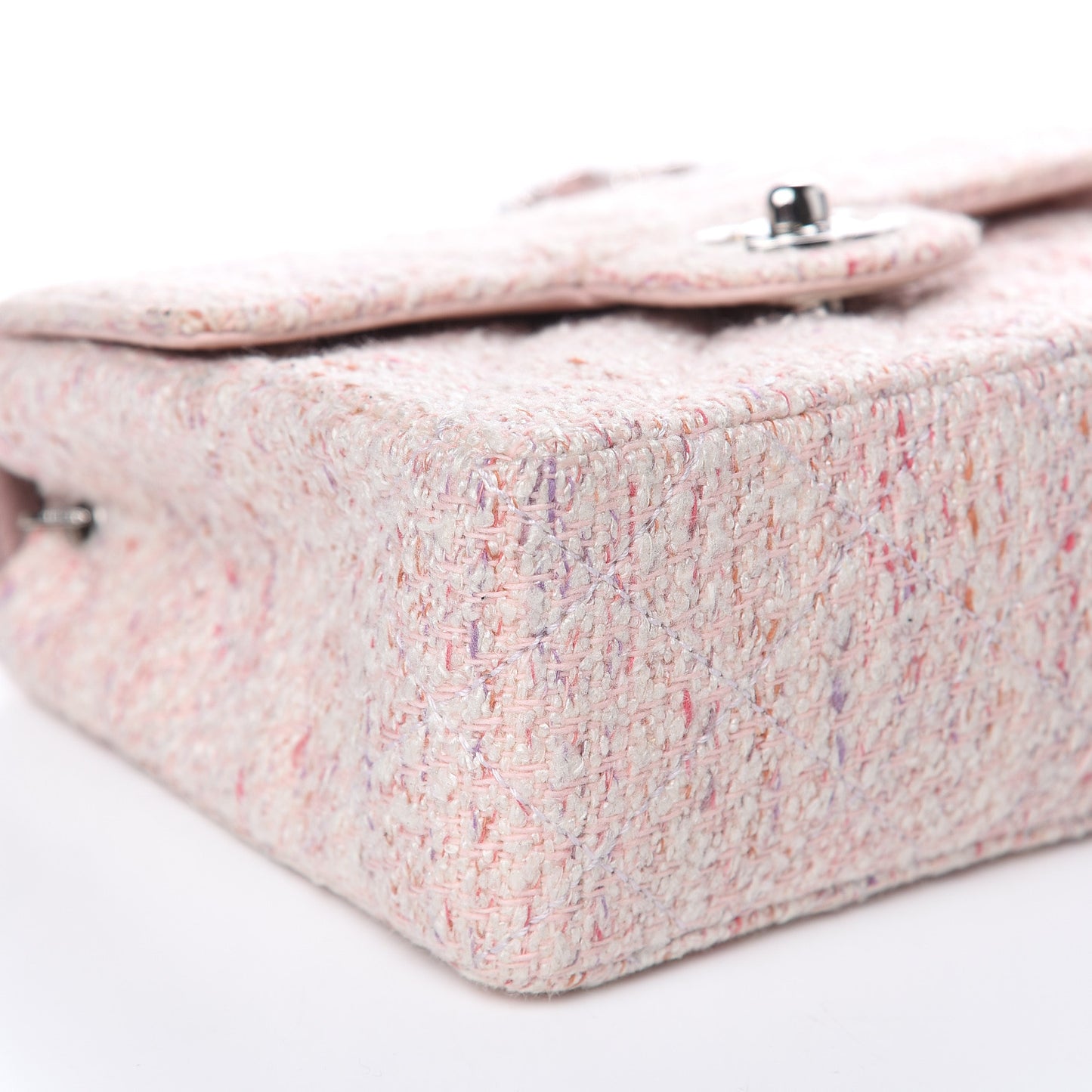 Tweed Square Mini Flap Pink