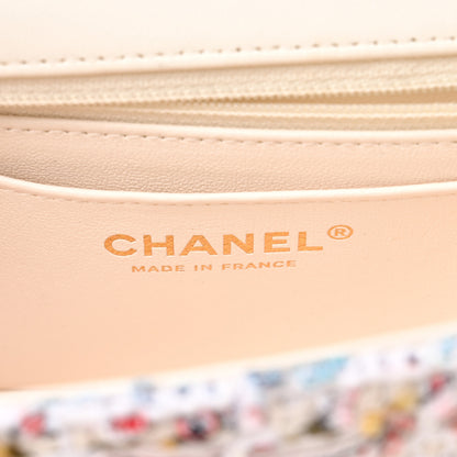 Chanel Tweed Quilted Mini Rectangular Flap Ecru Pink Blue Green 6 of 11