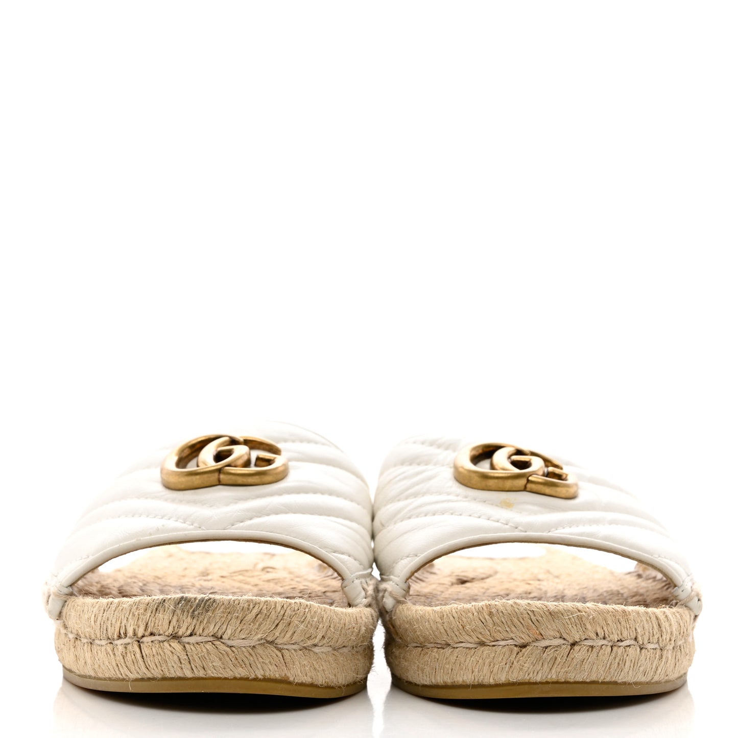 Nappa Matelasse GG Marmont Espadrille Slide Sandals 38 Great White