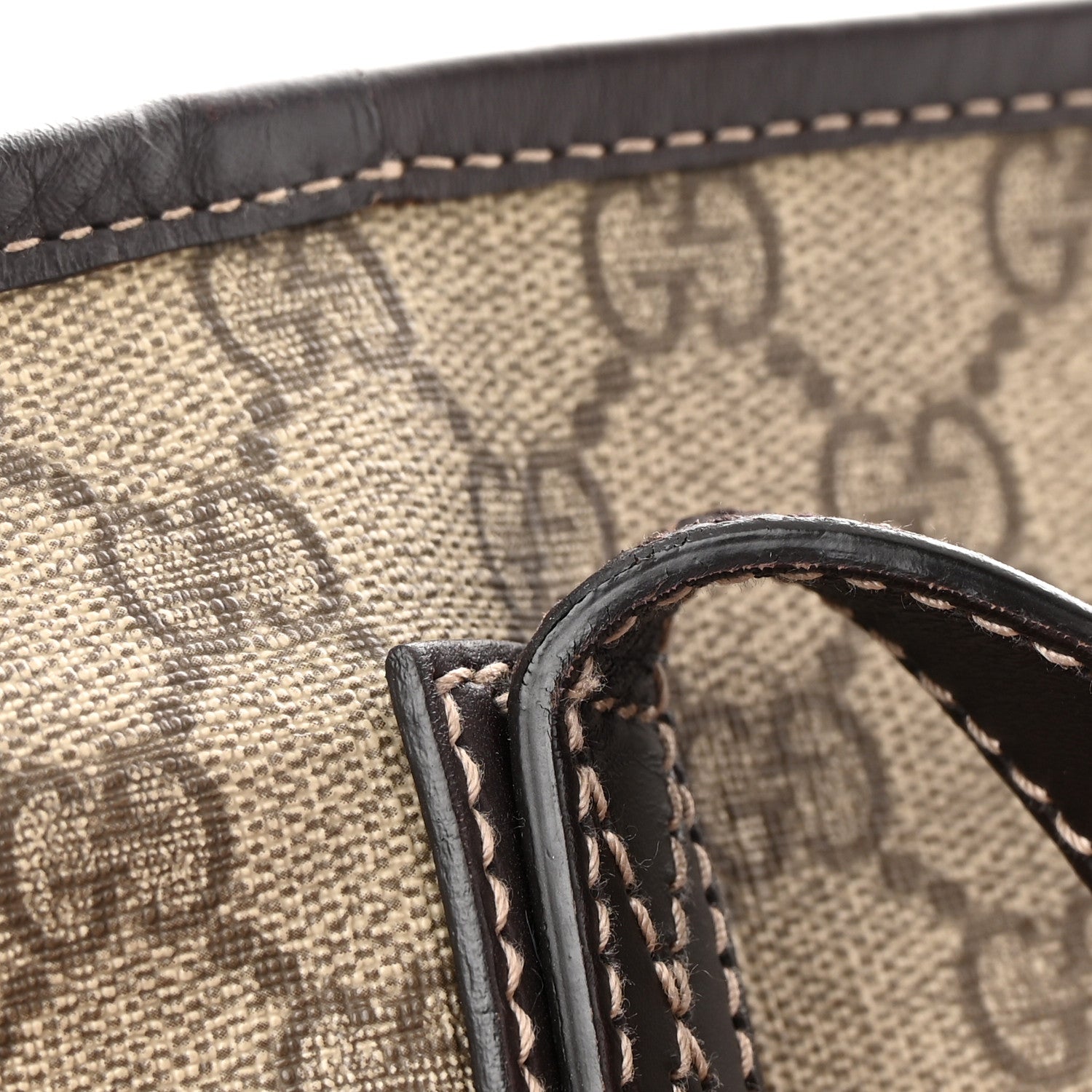Gucci GG Supreme Monogram Large Zippered Shopping Tote Brown 12 of 15