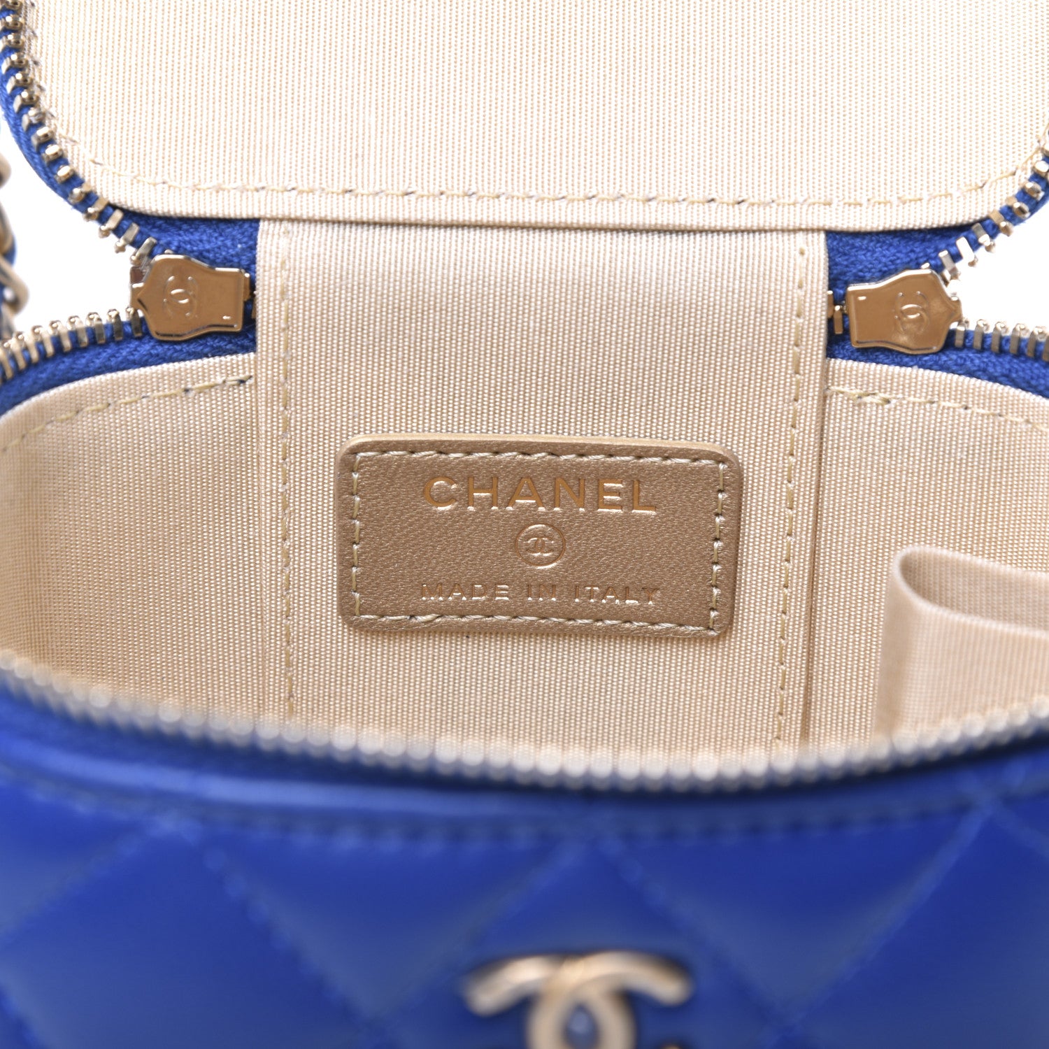 Chanel Lambskin Quilted Pearl Crush Mini Vanity Case With Chain Blue 8 of 12