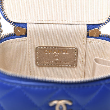 Chanel Lambskin Quilted Pearl Crush Mini Vanity Case With Chain Blue 8 of 12