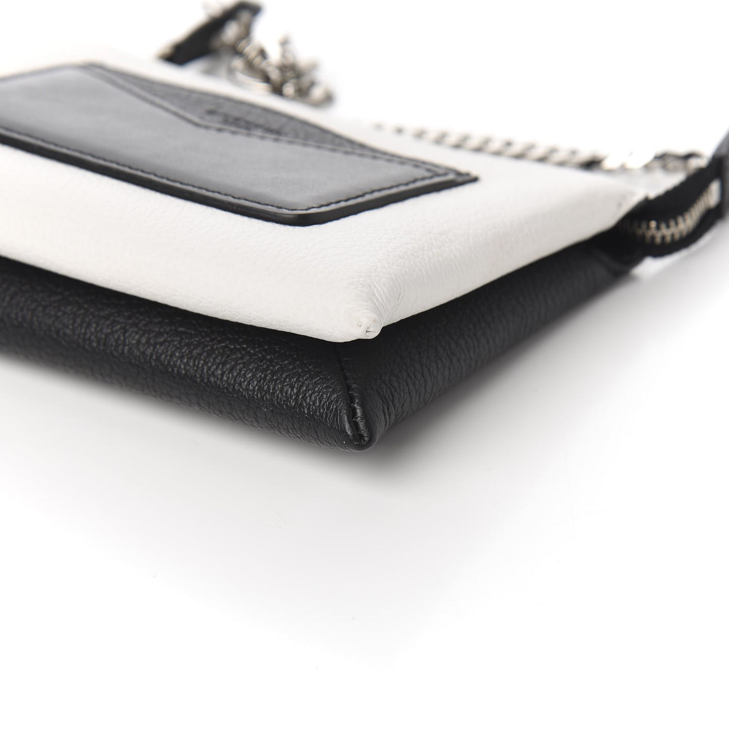 Calfskin Duetto Pouch Black White