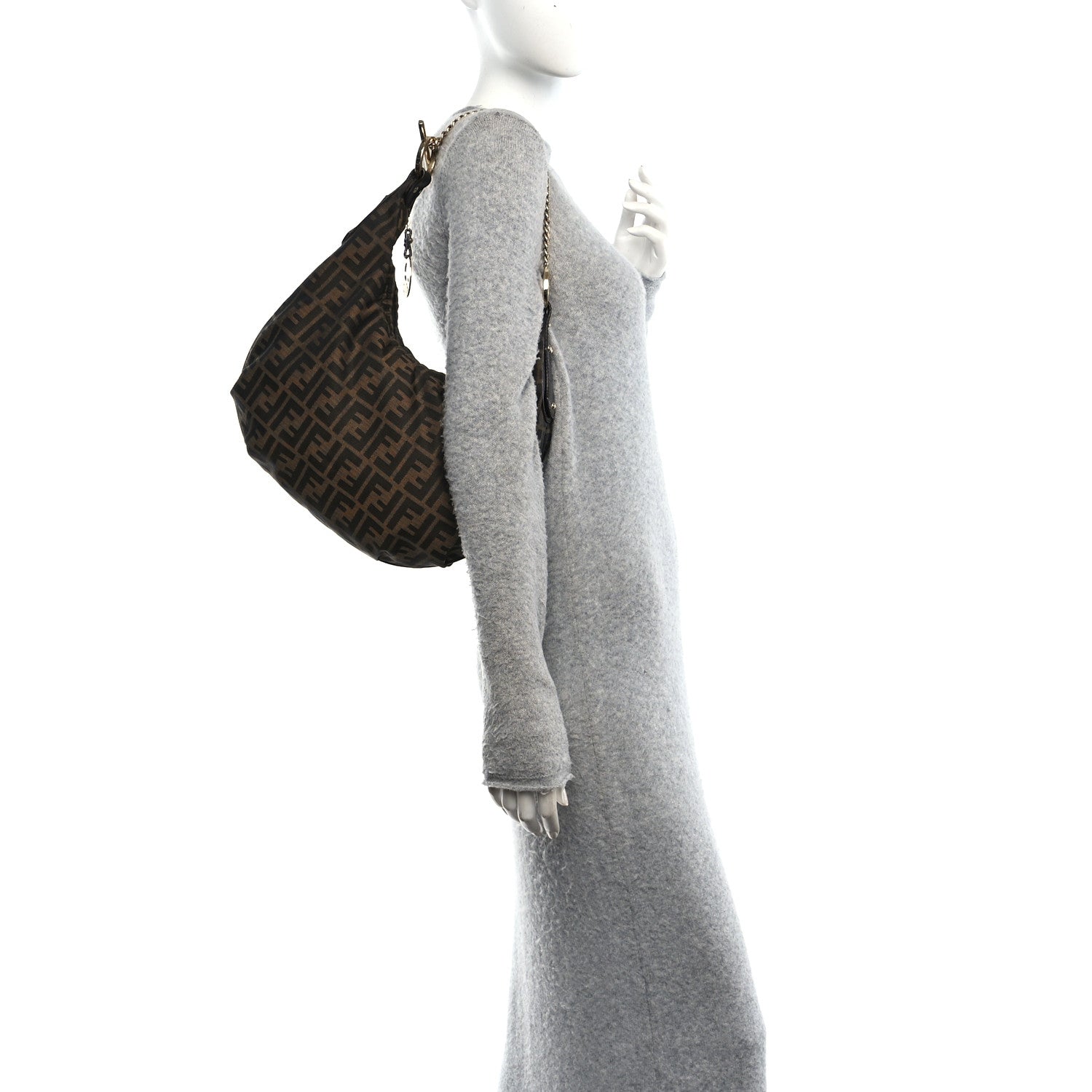 Fendi Zucca Small Chef Chain Hobo Tobacco 2 of 11