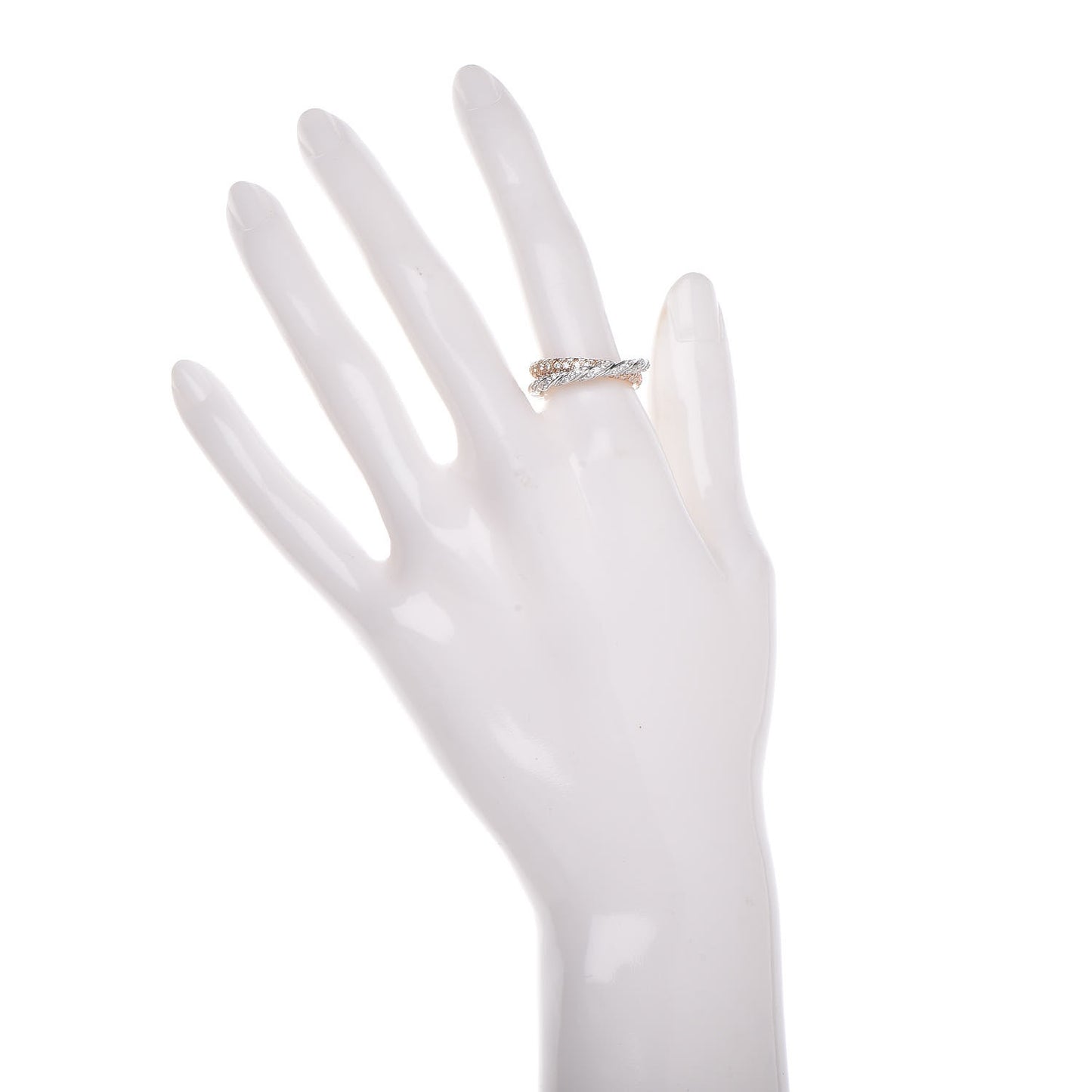 18K Rose White Gold Diamond Paveflex Two Row Ring 52 6