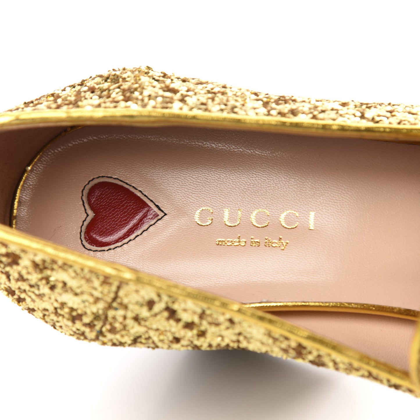 Glitter Nappa Web Peyton 75mm Loafer Pumps 37.5 Oro Vecchio