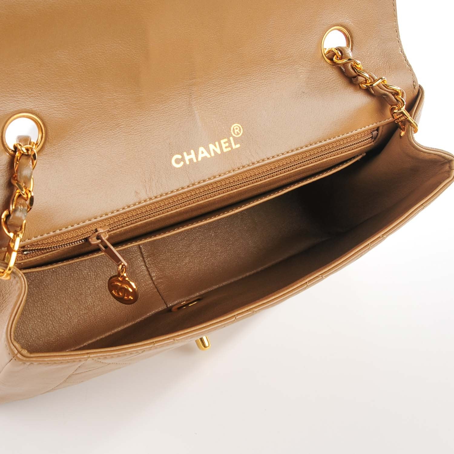 Chanel Lambskin Quilted Medium Single Flap Beige 5 of 9