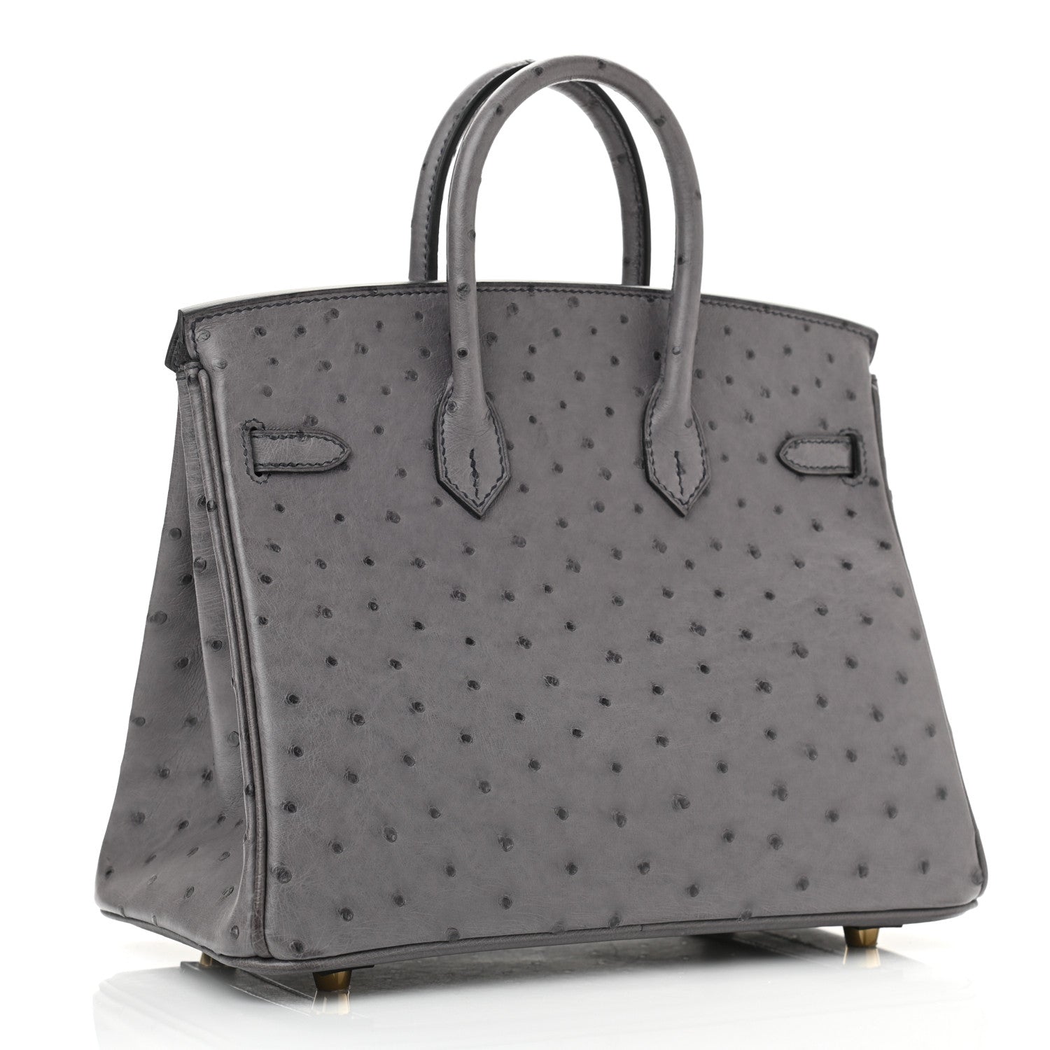 Hermes Ostrich Horseshoe Birkin 25 Gris Agate Bleu De Malte 3 of 11