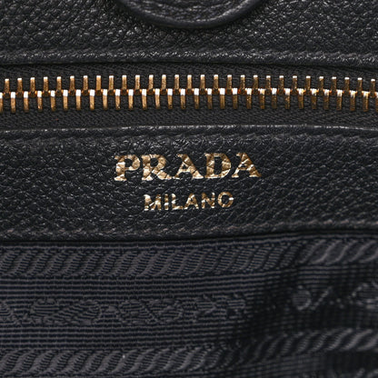 Prada Vitello Daino Zippered Messenger Hobo Black 6 of 17