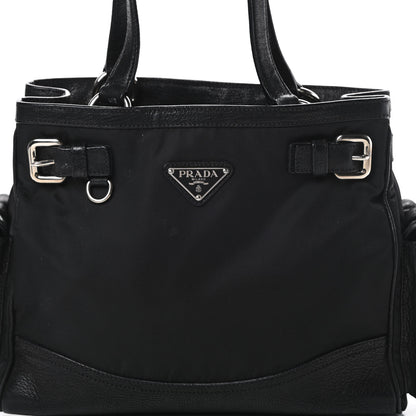 Prada Tessuto Nylon Calfskin Shoulder Bag Black 8 of 15