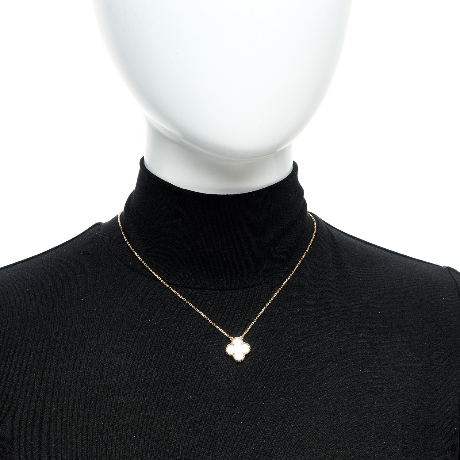 Van Cleef & Arpels 18K Yellow Gold Mother of Pearl Vintage Alhambra Pendant Necklace 2 of 6