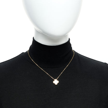 Van Cleef & Arpels 18K Yellow Gold Mother of Pearl Vintage Alhambra Pendant Necklace 2 of 6