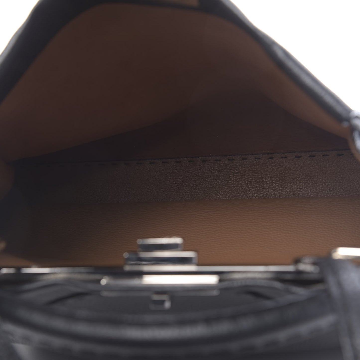 Cuoio Romano Selleria Bi-Color Large Peekaboo Iconic Satchel Black Mou