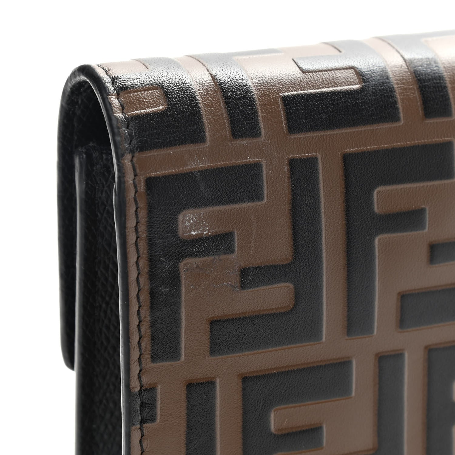 Fendi Vitello Cruise F is Fendi Bi-Color FF 1974 Embossed Medium Envelope Wallet On Chain Black Maya 12 of 14