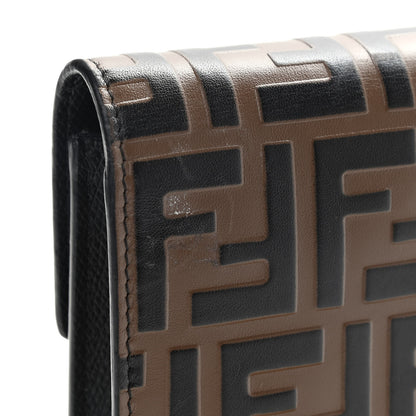 Fendi Vitello Cruise F is Fendi Bi-Color FF 1974 Embossed Medium Envelope Wallet On Chain Black Maya 12 of 14