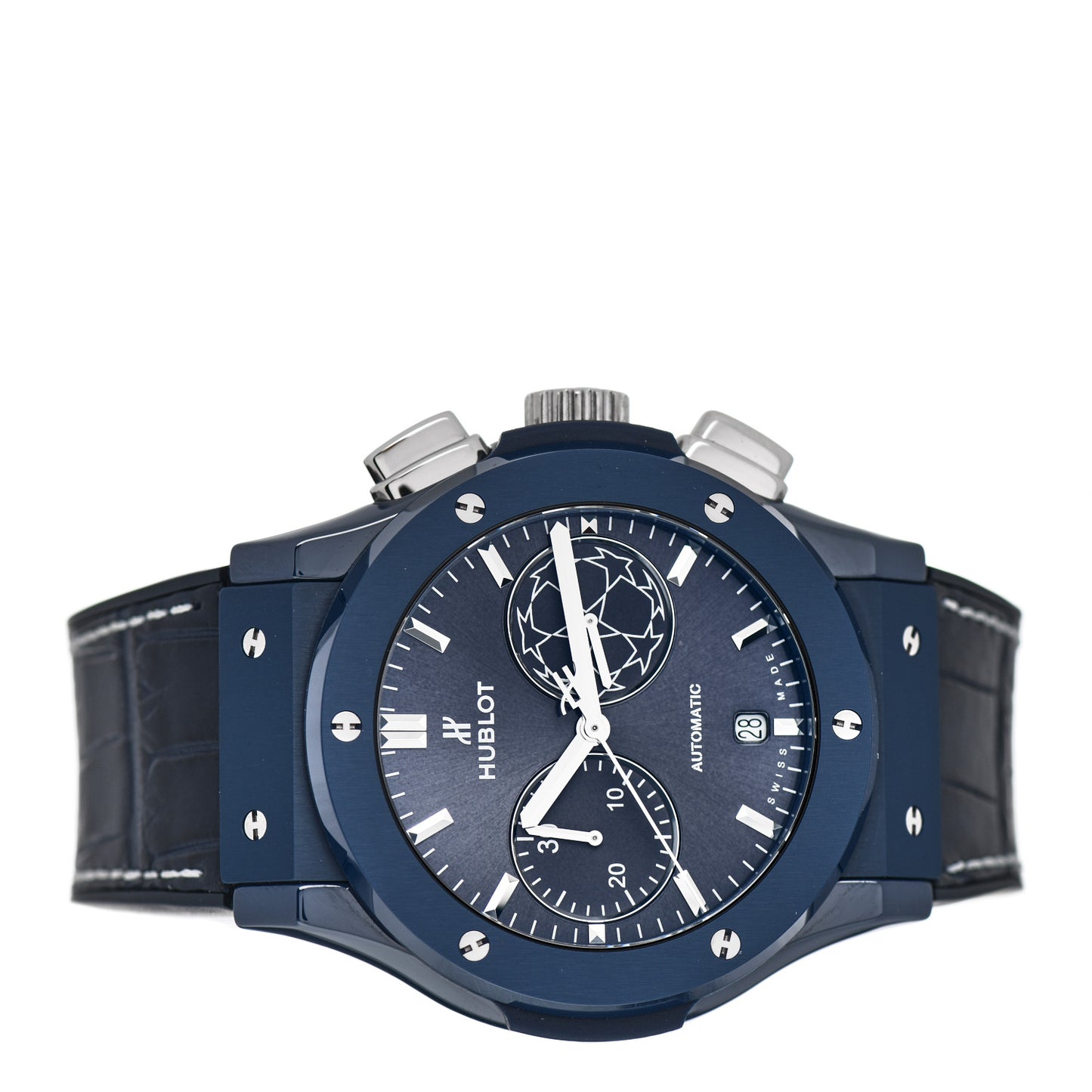 Ceramic Alligator 45mm Classic Fusion Chronograph "Champions League" Limited Edition Automatic Watch Blue 521.EX.7170.LR.UCL18