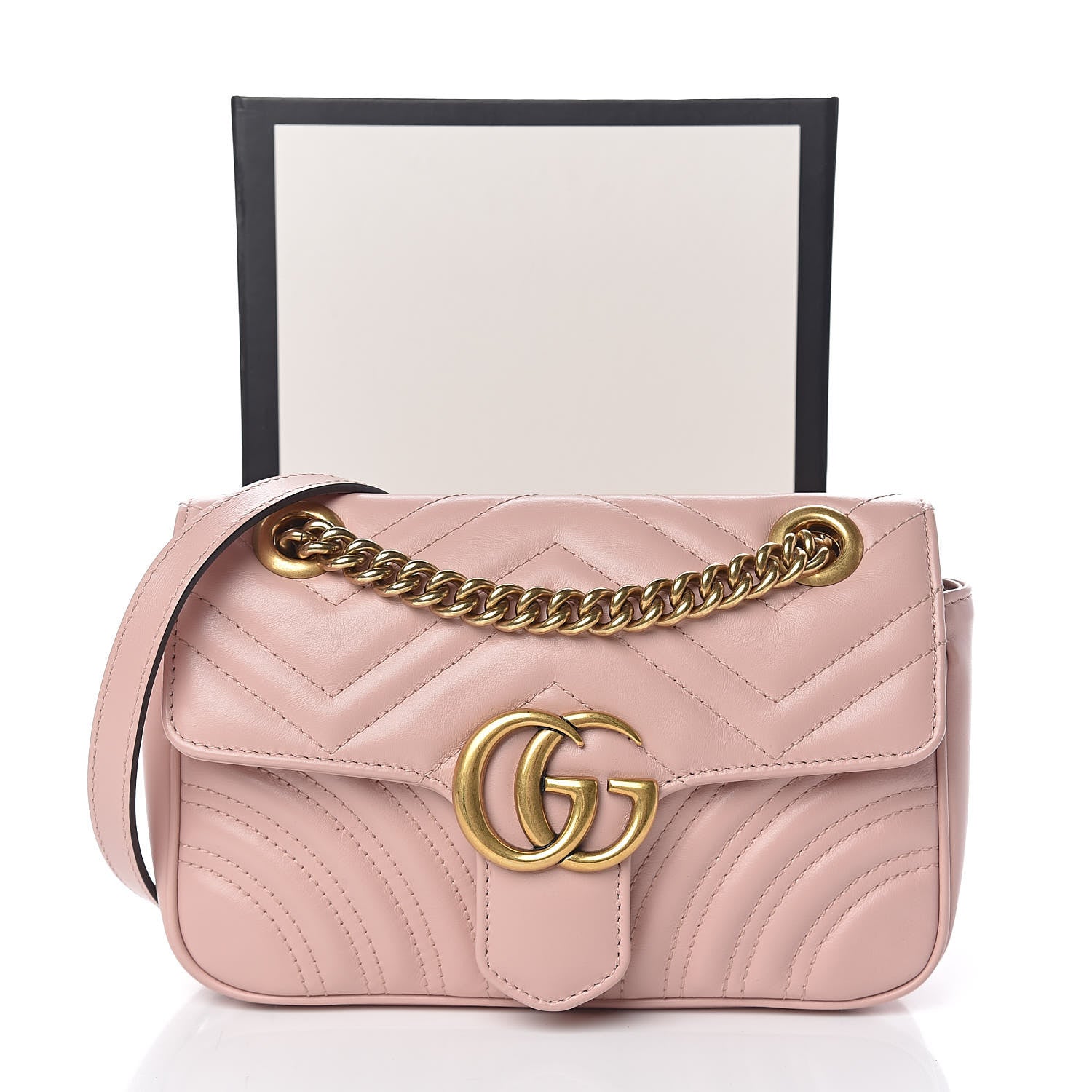 Gucci Calfskin Matelasse Mini GG Marmont Shoulder Bag Perfect Pink 11 of 11
