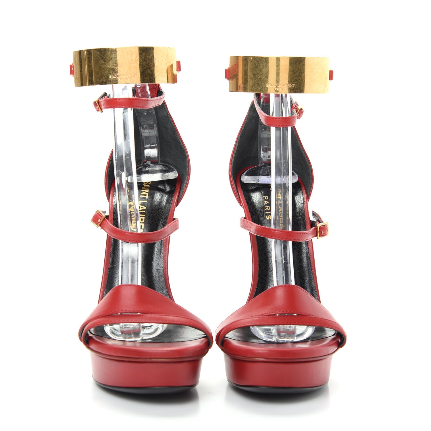 Saint Laurent Lambskin Janis Platform Sandals 35.5 Red 2 of 10
