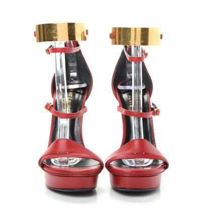 Saint Laurent Lambskin Janis Platform Sandals 35.5 Red 2 of 10