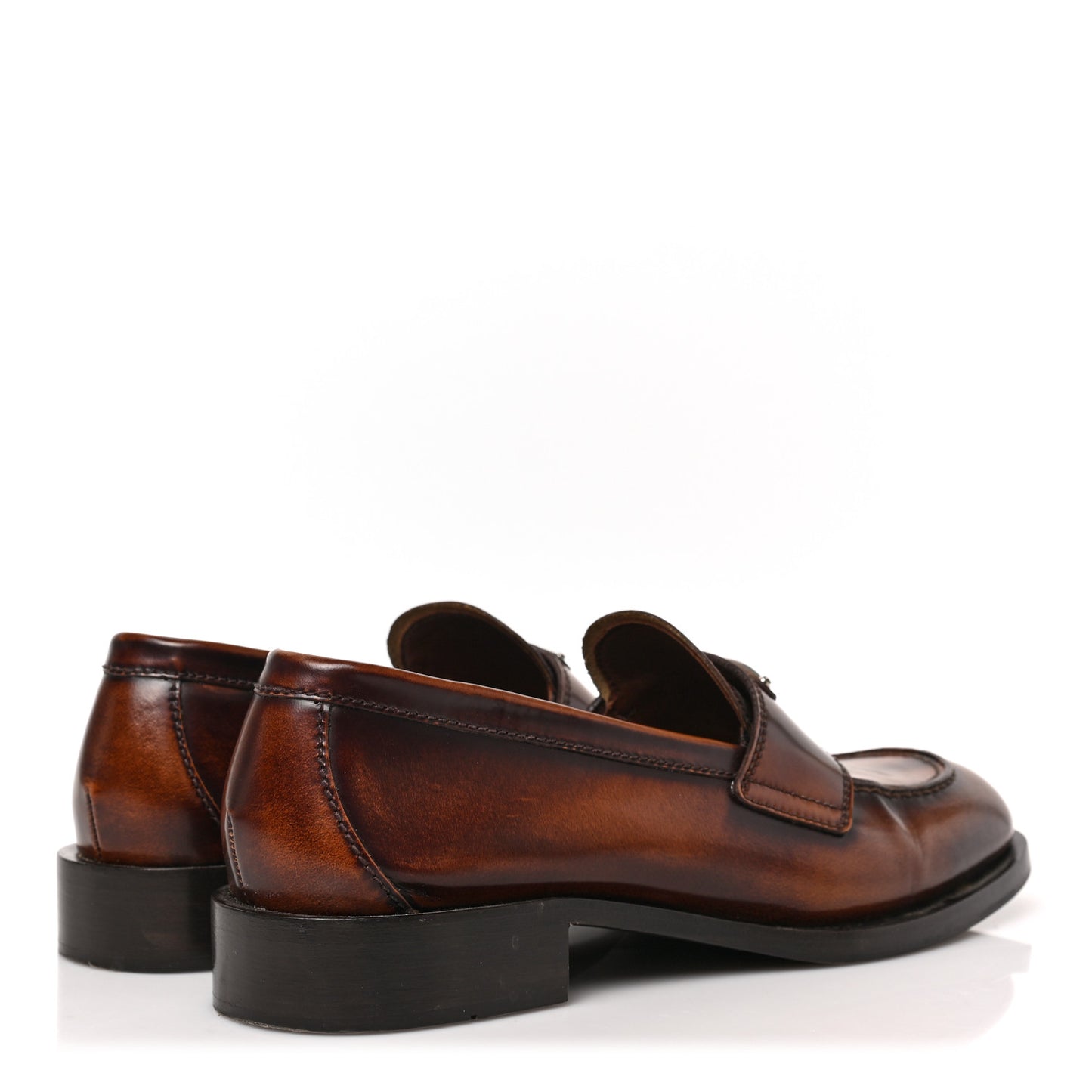 Spazzolato Fume Metal Triangle Logo 20mm Loafers 39 Tobacco