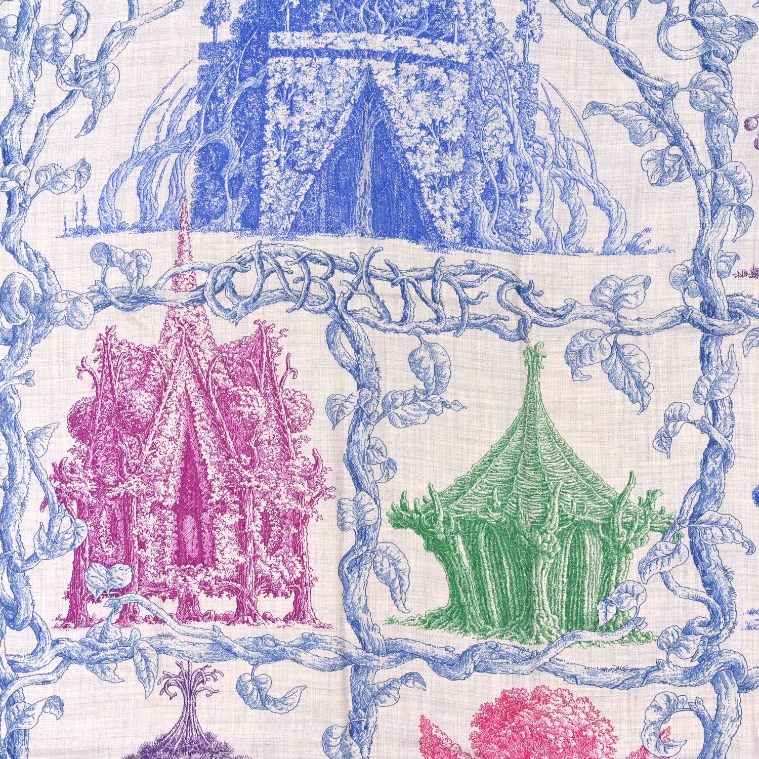 Hermes Cashmere Silk Les Cabanes Shawl 140 Gris Chine Bleu Violet 2 of 4