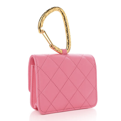 Chanel Lambskin Quilted CC Hook Card Holder Pink 3 of 9