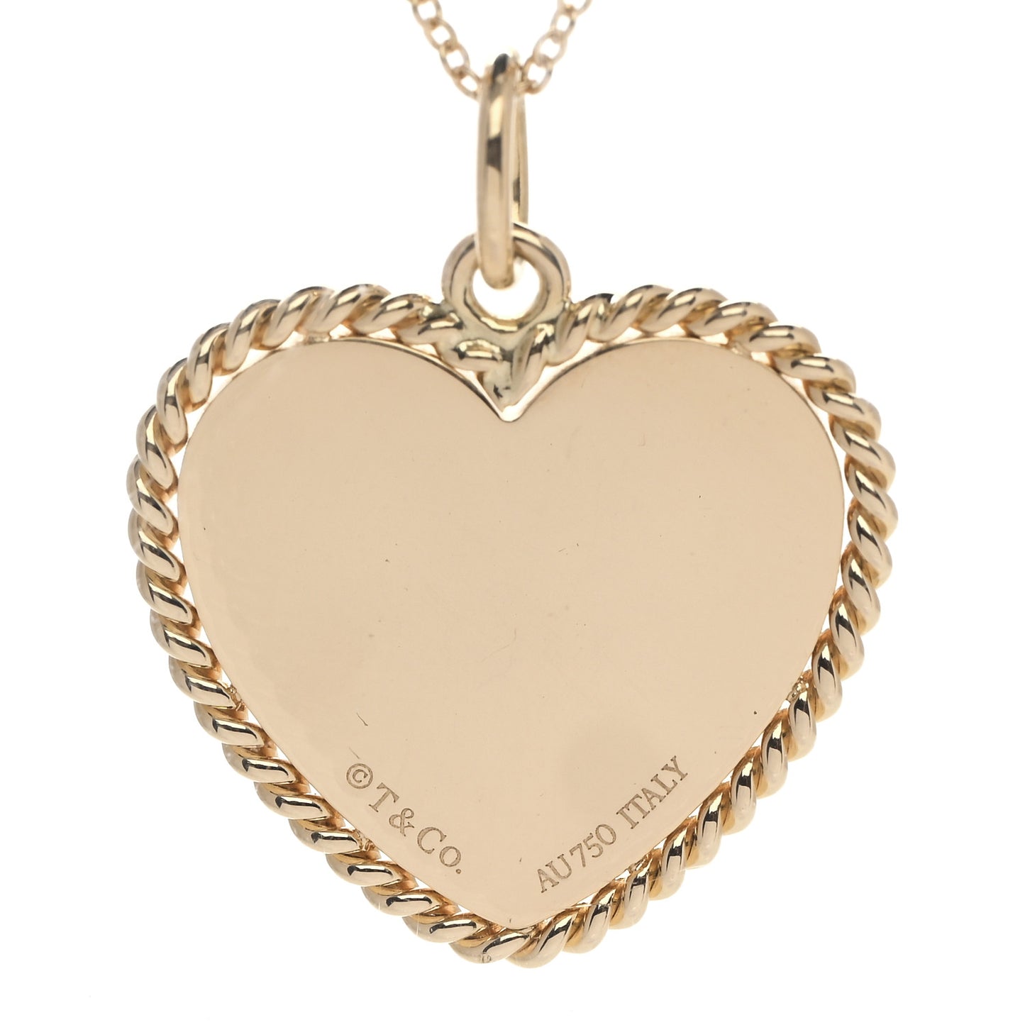 18K Yellow Gold Twist Heart Pendant Necklace