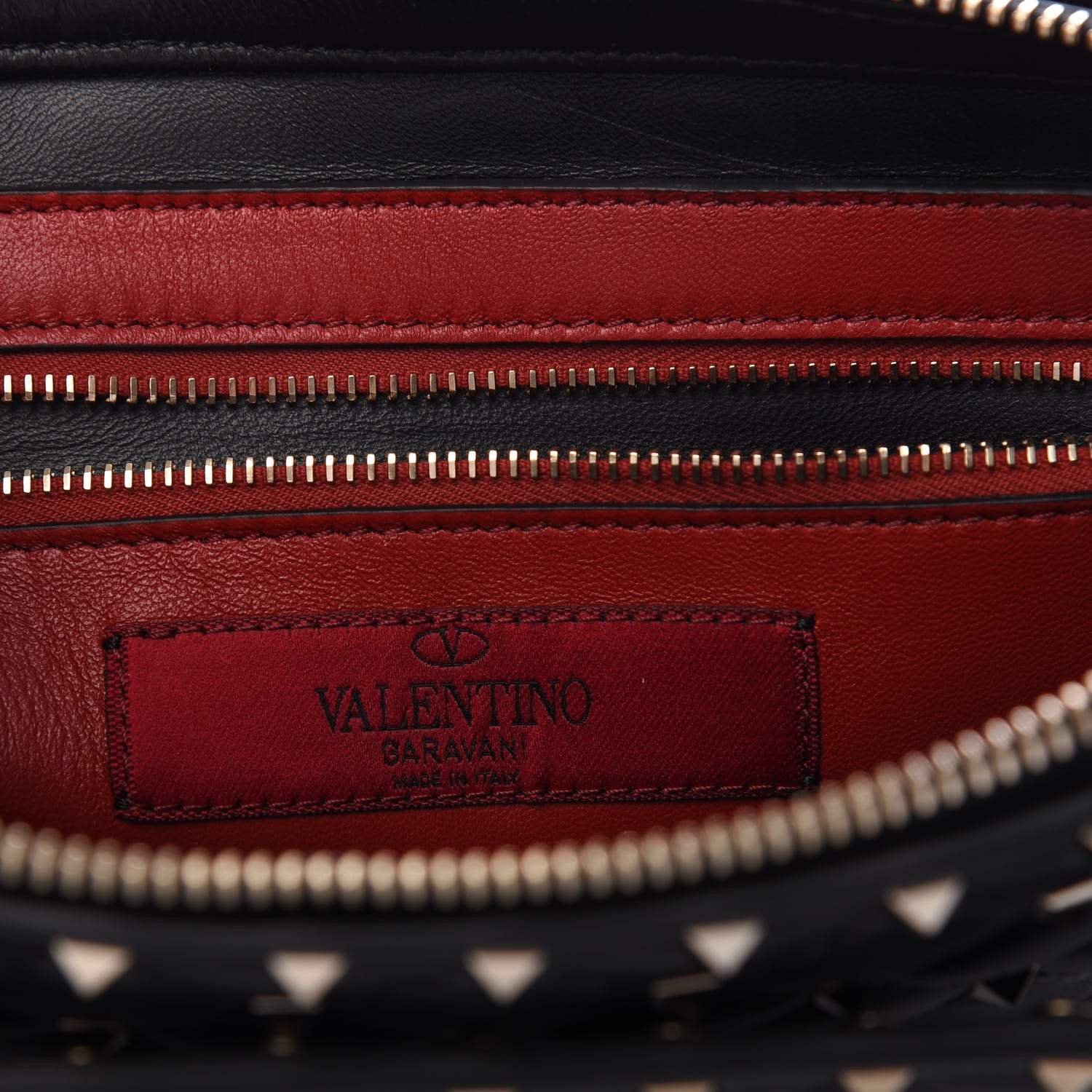 Valentino Garavani Nappa Rockstud Spike Side Slip Zip Clutch Black 6 of 8